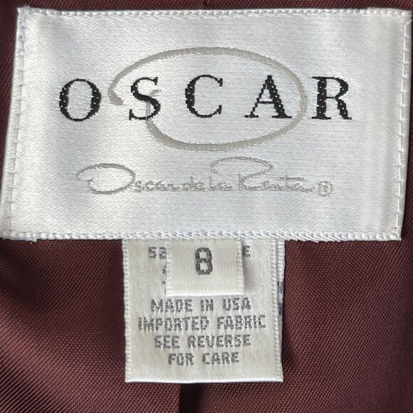 Oscar de la Renta Dark Chocolate Brown One-Button Women's Blazer Size 8 - Picture 3 of 4